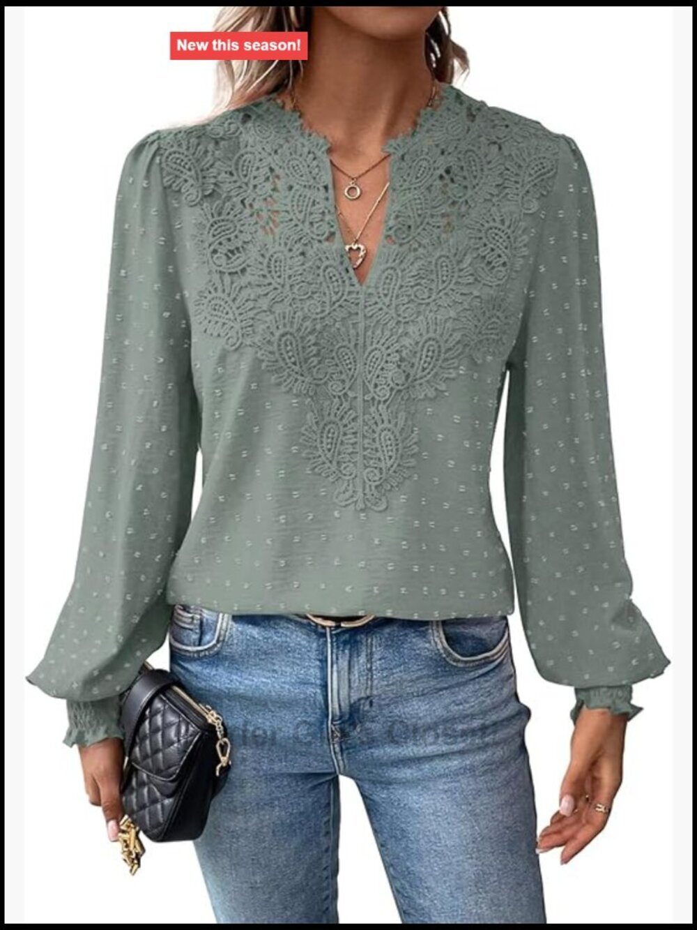 Swiss Dot Boho Long Sleeve V Neck Chiffon Blouse Flowy Tunic